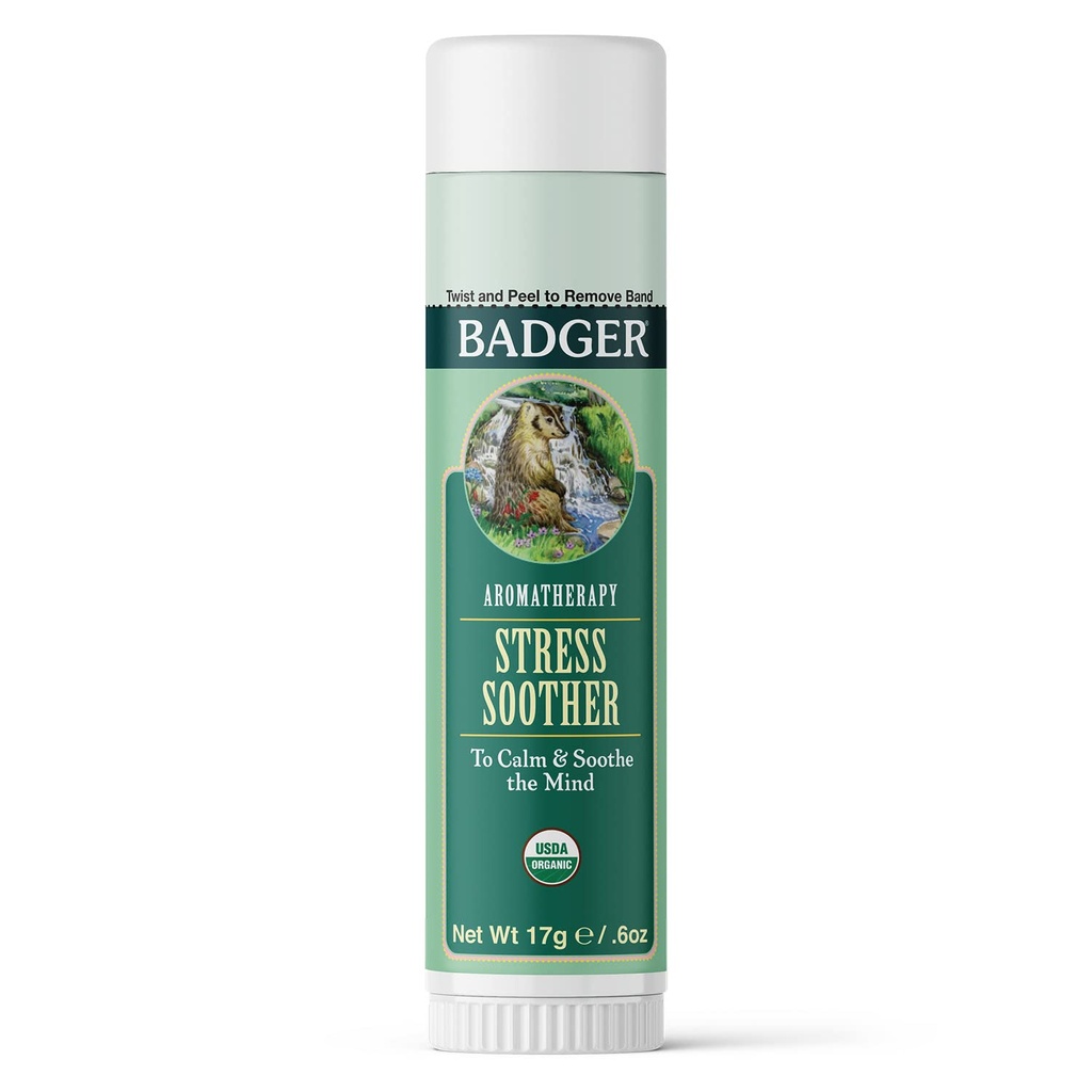 Badger - Stres Soother Balm, Aromoterapie Balm Stick, Certified Organic, Aromaterapie ulei, Essential Roller ulei, 0.6 oz