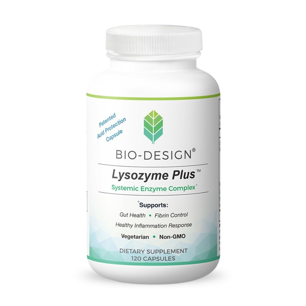 Lizozyme Plus Complex Enzim sistemic - Spectrum larg & Enzime vegetariene foarte active - Sprijină Sănătatea Gutului, Fibrin & Controlul Inflamaţiei - 120 Capsule