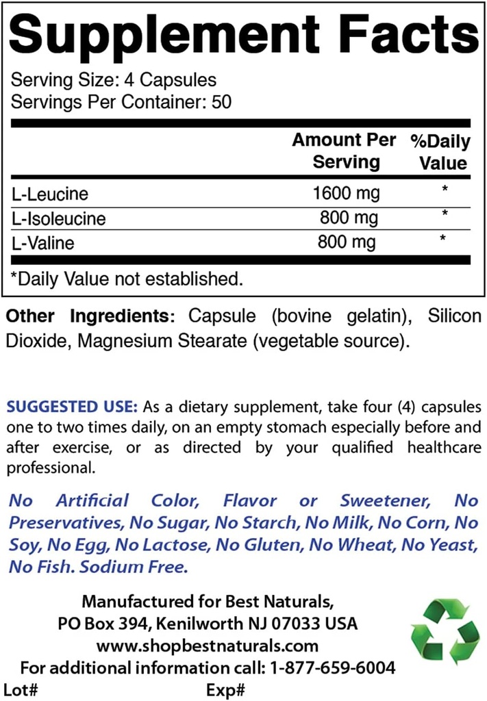 Cele mai bune naturale BCAA 3200mg & B-100 Complex
