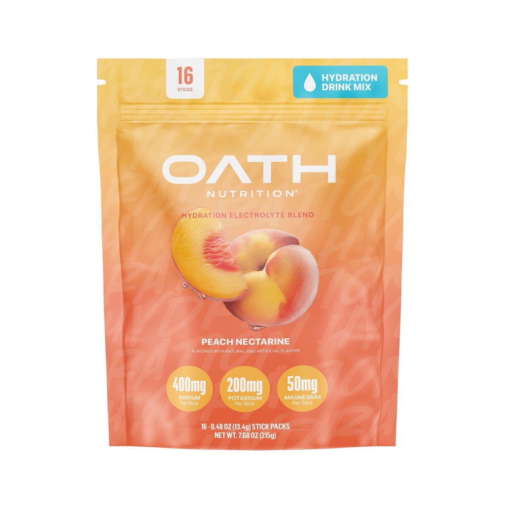 Pudră de hidratare a omizilor, Blend electrolit complet pentru hidratare rapidă şi suport muscular, 16 Pachete de unică servire, Peach Nectarine