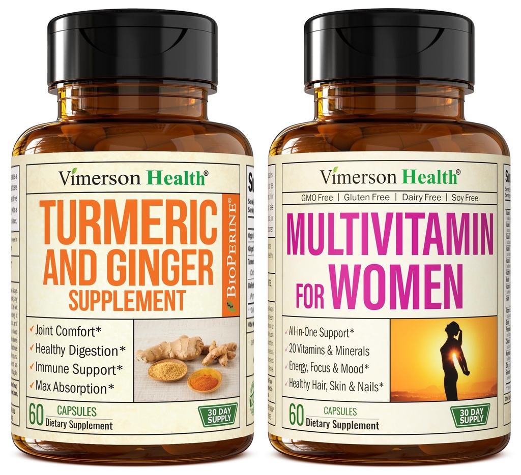 Suplimentul turmeric şi suportul comun de ghimbir şi multivitamine complete pentru femei