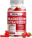 Magneziu Glycinate Gumries 1000mg - Sugar Free Magneziu Potasiu Supliment cu vitamina D, B6, CoQ10 pentru Calm Mood & Sleep Support - 60 Căpșuni Gume