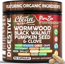 Clean Nutra Wormwood Black Walnut Dovleac Seminte de dovleac Cuișoare ulei Usturoi Papaya Neem Diatomee Pământ Femei Probiotic Gut Sănătate Curățare Detox Oregano Olive Turmeric Supliment Capsule Vegan