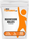 BulkSupplements.com Pulbere de malat de magneziu - Suplimente de magneziu, Bioavailabilitate ridicată - Fără aromă și gluten, 2,5g per Serving, 1kg (2,2 lbs) (Pachet de 1)