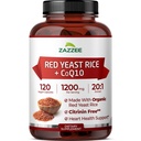 extra puterea Red Yeast Rice cu CoQ10 - 20X concentrat 1200 mg Red Yeast Rice Supliment cu Niacin CoQ 10 și BioPerine pentru absorbție îmbunătățită - non-GMO Vegan & ISO Lab testate (75 Servings)