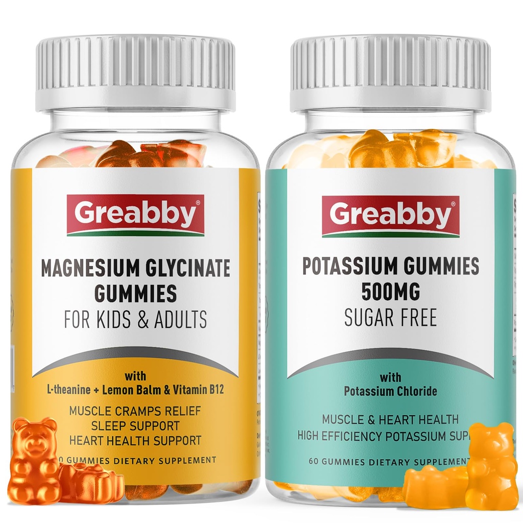 Gume de magneziu de potasiu, Clorura de potasiu 500mg, Glicinat de magneziu 300mg, Suplimente minerale pentru familie