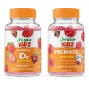 Probiotic de viață 2 miliarde CFU copii + vitamina D Copii, Gume Bundle - mare Tasting, Supliment de vitamine, Gluten gratuit, OMG gratuit, Guma de mestecat