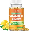 Vitamina B2 Gumies Riboflavin 400mg Supliment pentru bărbaţi şi femei - Magneziu pur, Ashwagandha, CoQ10, Omega 3, Vitamina B12 - Migrene Relief & Energy, Sistem nervos Suport - Zahăr gratuit, 60 Conte