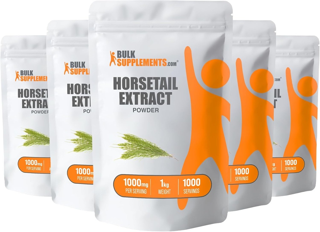 BulkSupplements.com Pudră extract de coada calului - Suplimentul coada calului, de la Herb coada calului - Suplimente de siliciu, gluten gratuit, 1000 mg per Serving, 5kg (11 lbs) (Pachet de 5)