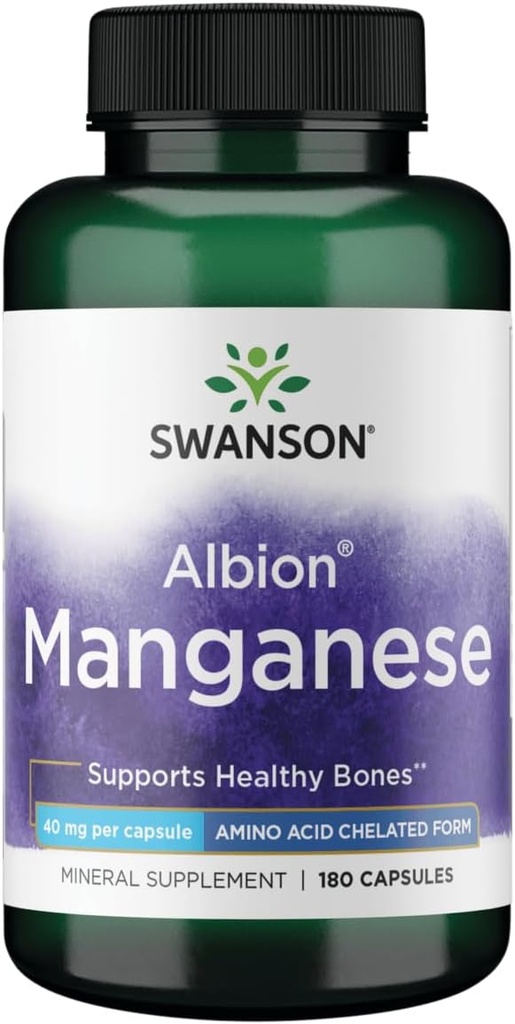 Swanson Albion Glucinat de mangan Chelated 40 Milligrams 180 Capsule