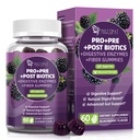 Migcopat Pre Post Probiotics Gummies, Enzime prebiotice prebiotice postbiotice digestive cu fibre, 120 miliarde CFU Probiotics Suport complet curaj, Sugar Free, Vegan, BlackBerry Flavor, 60 Cts