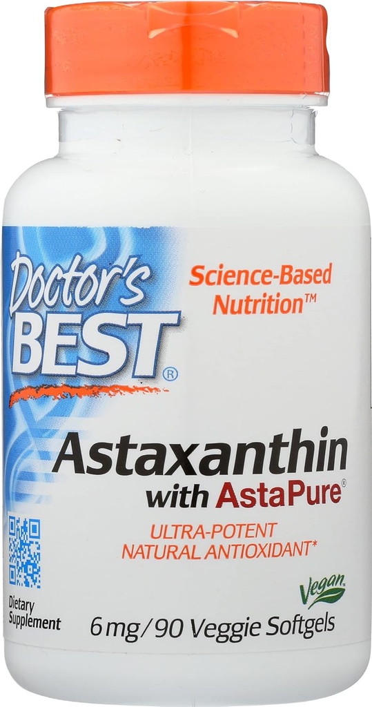 Doctori Cel mai bun Astaxantină cu AstaPure 6 MG, Non-GMO, Vegan, 90 Softgel (Pachet de 1)