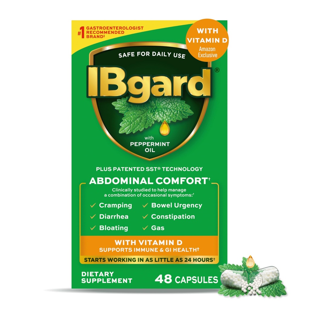 IBgard with Vitamin D, Peppermint Oil Capsules, 48 Capsules