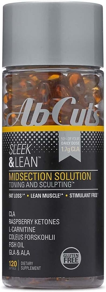 Sleek și Lean - 120 Easy-to-Swallow Softgels - CLA Supliment, ulei de pește, ulei de in, L-Carnitina - ajută la creșterea ofertei antioxidante
