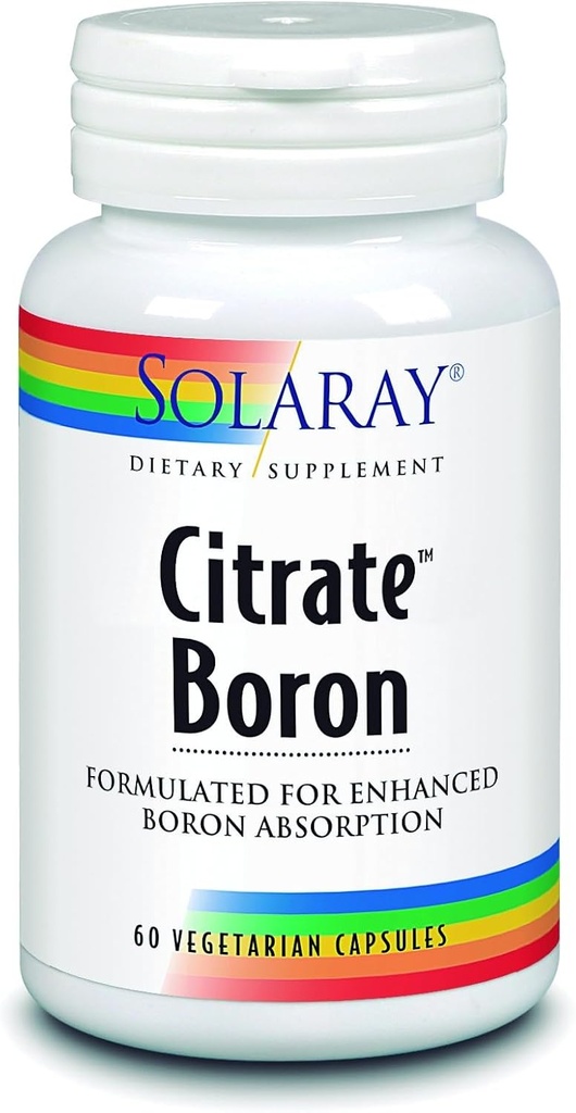 Solaray Biocitrate Boron Supliment, 3mg, 60 Conte