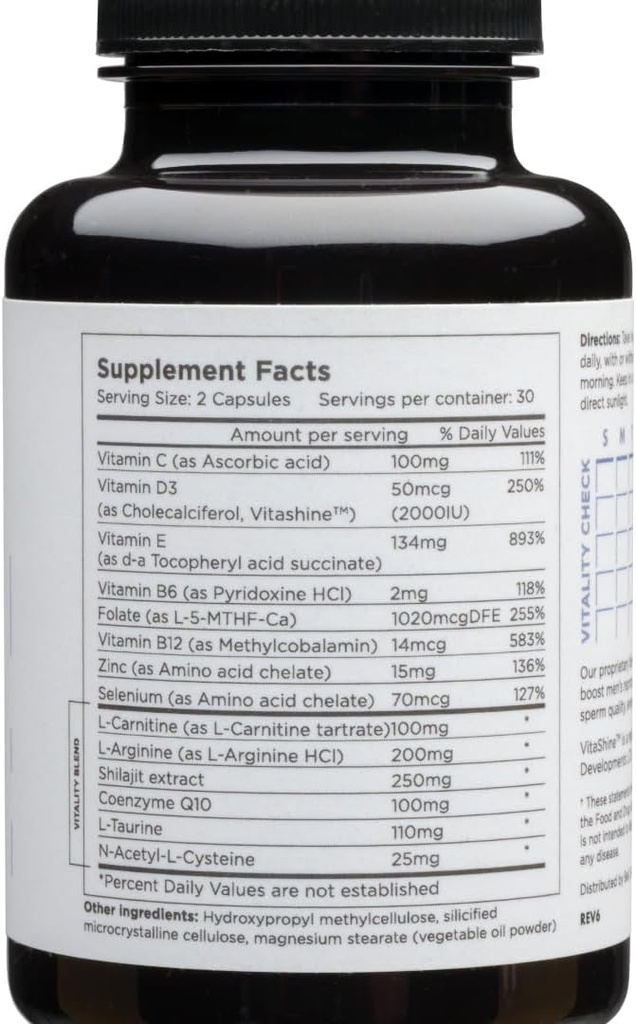 Beli Men Prenatal Multivitamine Preconception Support Fertility, Enhanced Sperm Health, Sperm Count & Motility, Testosteron, 60 Capsule cu vitamina E, B6, B12, Zinc, Folate & CoQ10, 30-Day Supply