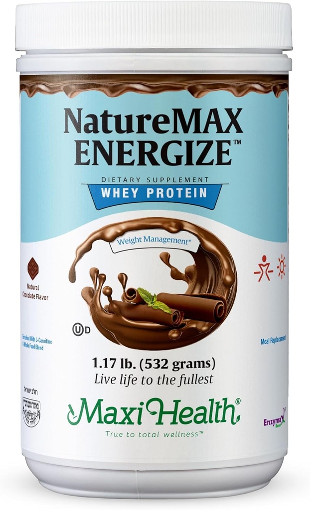 NatureMax EnergizeTM Pudră de proteine - Înlocuire de masă de suport energetic - 20g Proteine per servire - Aroma de ciocolată naturală - Vitamina de lactate Kosher - 1.17lb