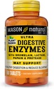 Mason Natural Plant-Based Enzime Digestive Ultra, cu Bromelain, Lactase & Papain, Suportă Digestion & Bloating Relief, 60 Capsule, Pachet de 3