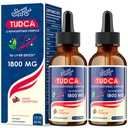 TUDCA suport hepatic scade 1800mg - supliment puternic de ficat cu sare de bile, NAC, Schisandra și Dandelion, Detoxifiere hepatică & Reparare - Rapid-Absorbing, Sugar-Free, Alcool-Free 4 Fl.Oz