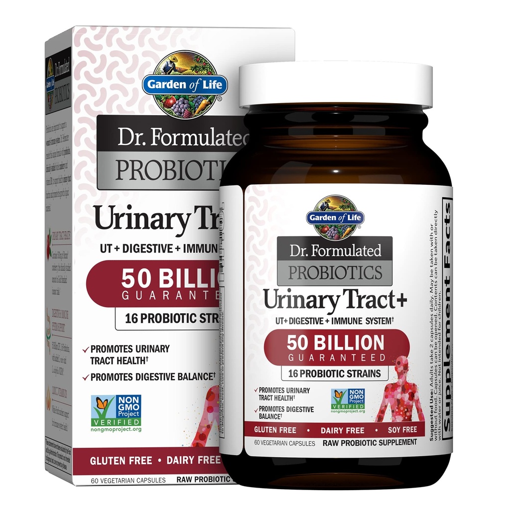 Gradina de viata Dr. Probiotice Formulate Tract urinar+ - Acidophilus Probiotic cu Pacran Cranberry pentru sanatate tract urinar, Digestive Balanta - Gluten, lactate si soia gratuit - 60 capsule vegetariene