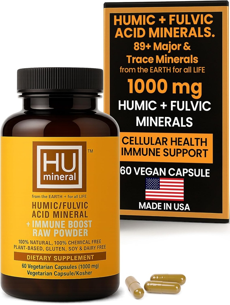 Capsulele de suplimentare cu acid humic şi furolic, cu bază organică de acid fuzic şi amestec mineral humic pentru dezintoxicare şi absorbţie 60 ct