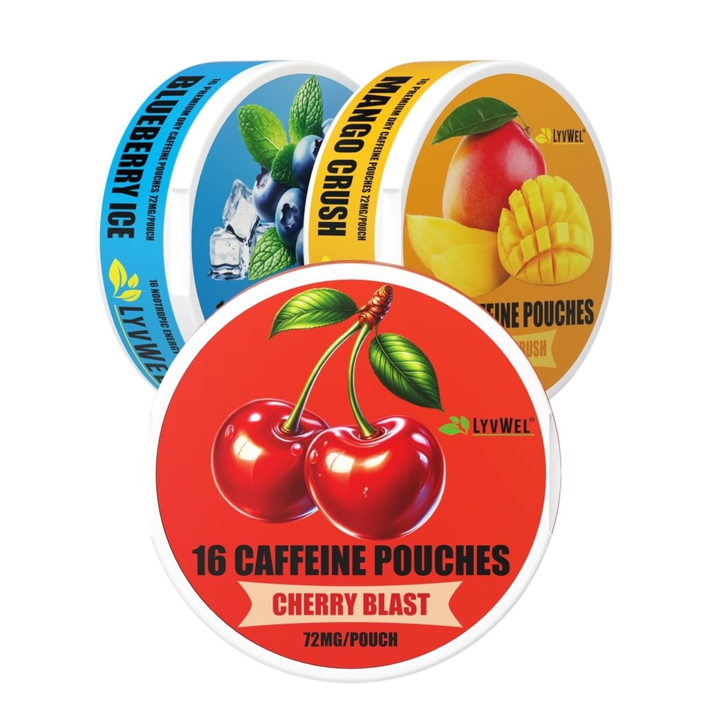 LyvWel 72mg Cafeine Cafeine Energy Pouchs 