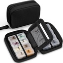 Zannaki Cute Pill Organizator pentru Purse cu două Removable 7-Day Pilula cutie, PU Case Pilula de călătorie din piele, Portable Weekly Pill Container cu sac de depozitare pentru a ține vitamine, uleiuri de pește, Suplimente (Negru)
