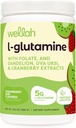 Wellah L-Glutamine Powder Căpșuni Kiwi (50 de serviri) - 5g L-glutamină Per Serving, îndulcit cu Stevia