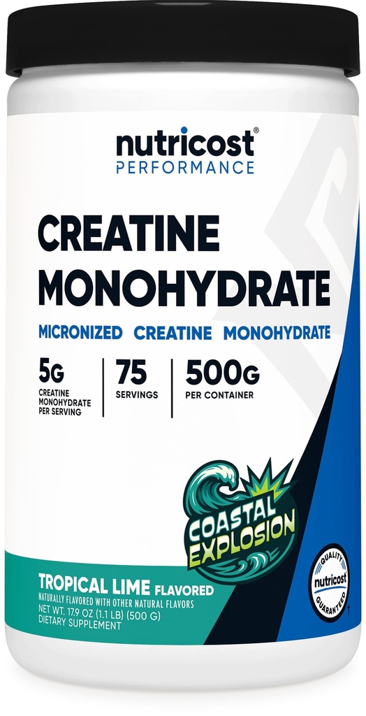 Nutricost Creatin monohidrat pulbere (explozie de coastă, 500 Gram) - Micronized Creatin Supplement - Vegan, OMG-free, Gluten Free