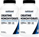 Nutricost Creatin Monohidrat 3000 mg, 180 capsule (750 mg per capsulă) - Gluten Free, non-GMO (Pachet de 2)