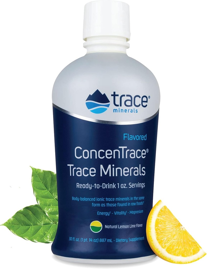 Trace Minerale ConcenTrace - Supliment mineral lichid cu magneziu si vitamina C - Supliment alimentar cu suc alb de struguri si lamaie - Aroma naturala de lamaie, 30 fl oz (30 Serviri)