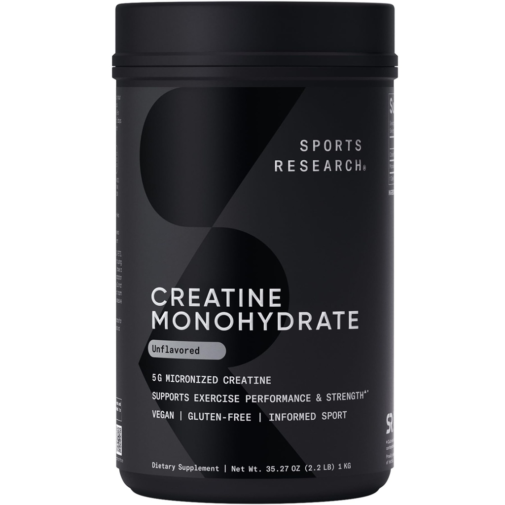 Sport de cercetare Creatina Monohidrat - Gain Lean Muscle, Imbunatatirea performantei si forta si suport de recuperare antrenament - 5 g Micronited Creatina - 35,27 oz