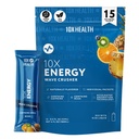 10X Health - Energy Wave Crusher - Energetic Drink with 200mg Caffeine, BCAAs, B Vitamins, Accelerated Absorbtion - Tropical Punch Pre-Greenout Drink - 15 Drink Mix Packets (Wave Crusher - Energy)