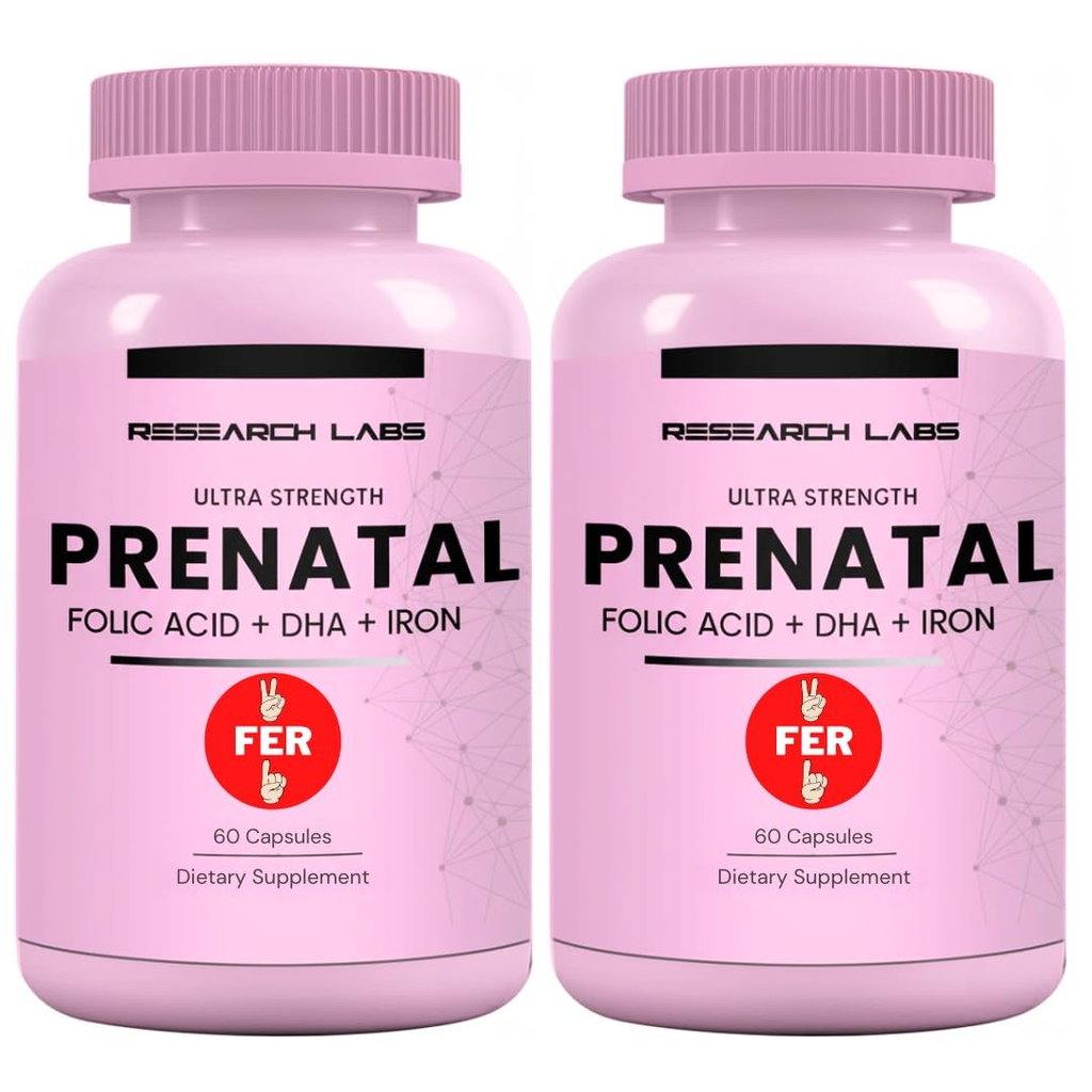 Cercetare Labs Vitamine prenatale pentru femei 2 Fer 1 Ad: 6X mai Biodisponibil Folate Folate Folic Acid MTHF 5 