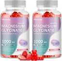 Magneziu Glycinate Gumries 1000mg - Sugar gratuit de magneziu supliment de potasiu cu vitamina D, B6, CoQ10 pentru calm Mood & Sleep Support - 120 de gume căpșuni