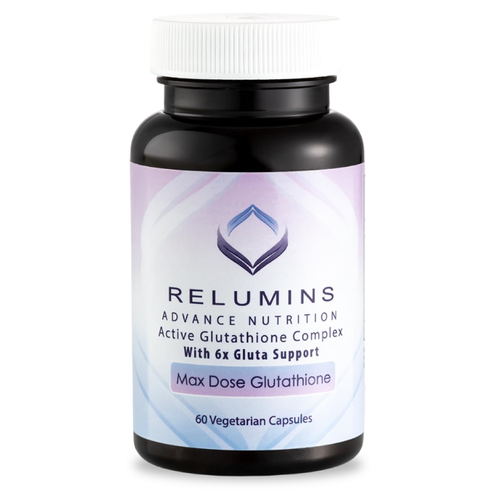 Relumins Advance White Active Glutatione Complex - doză maximă 900 mg Glutatione cu 6X Boosters, ALA & NAC - Anti-Aging Skin Brightening Supliment - 60 Capsule vegetariene (30 Servings)