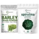 Micro Ingrediente Organic Spirulina Powder 1lb & Organic Barley Grass Powder 16oz Bundle 2 Pack 