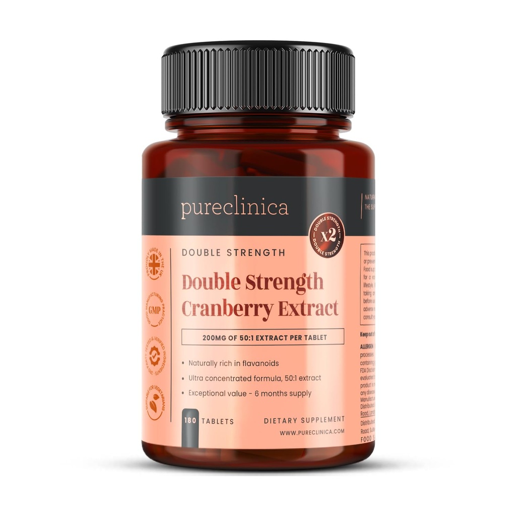 pureclinica Dublu Putere Extract de Cranberry 10.000mg x 180 Ultra comprimate concentrate - 6 luni de aprovizionare