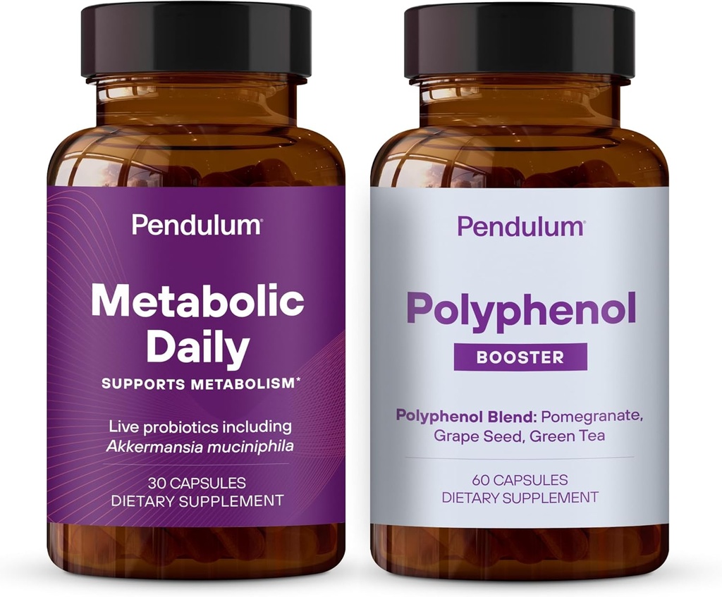 Pendulum Metabolic Daily & Polyfenol Booster Bundle - Patty Akkermansia Probiotic Supliment Blend pentru Îmbunătăţirea Metabolismului şi Cardio Health