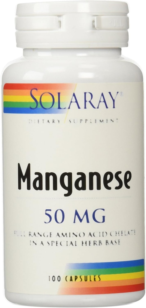 Suplimentul Solaray Mangan, 50 mg, 100 Număr
