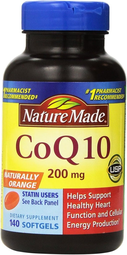 Naturale CoQ10 Coenzime Q10 200 mg - 2 flacoane, 140 Softgels Fiecare