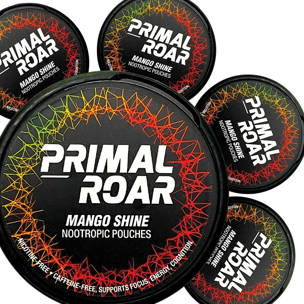 Primal Roar Mango Shine - Stimulant-Free Focus Nootrops Pouchs 