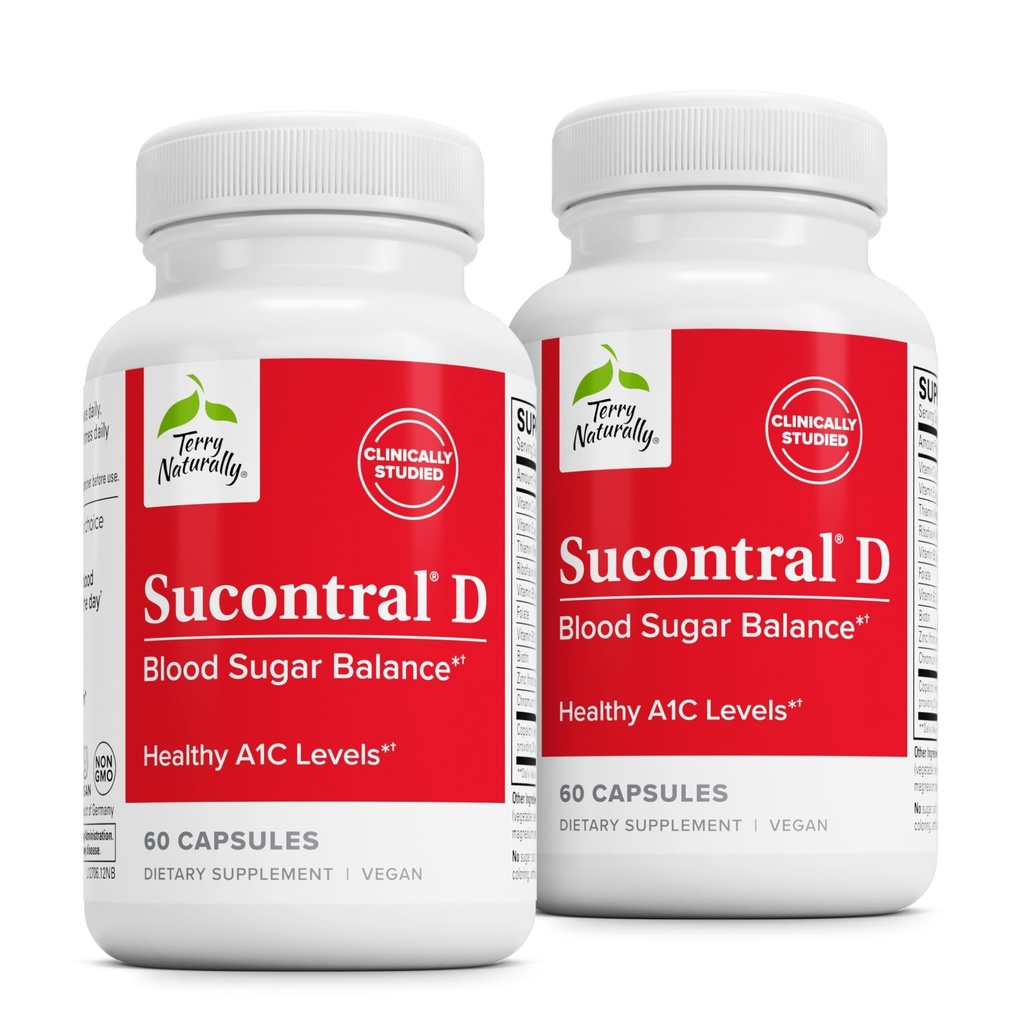 Terry Natural Sucontral D - B- Complex & Folat - Carbohidrat de suport metabolic - Vitamina si Suplimentul mineral cu zinc & crom - 60 capsule (Pachet de 2)
