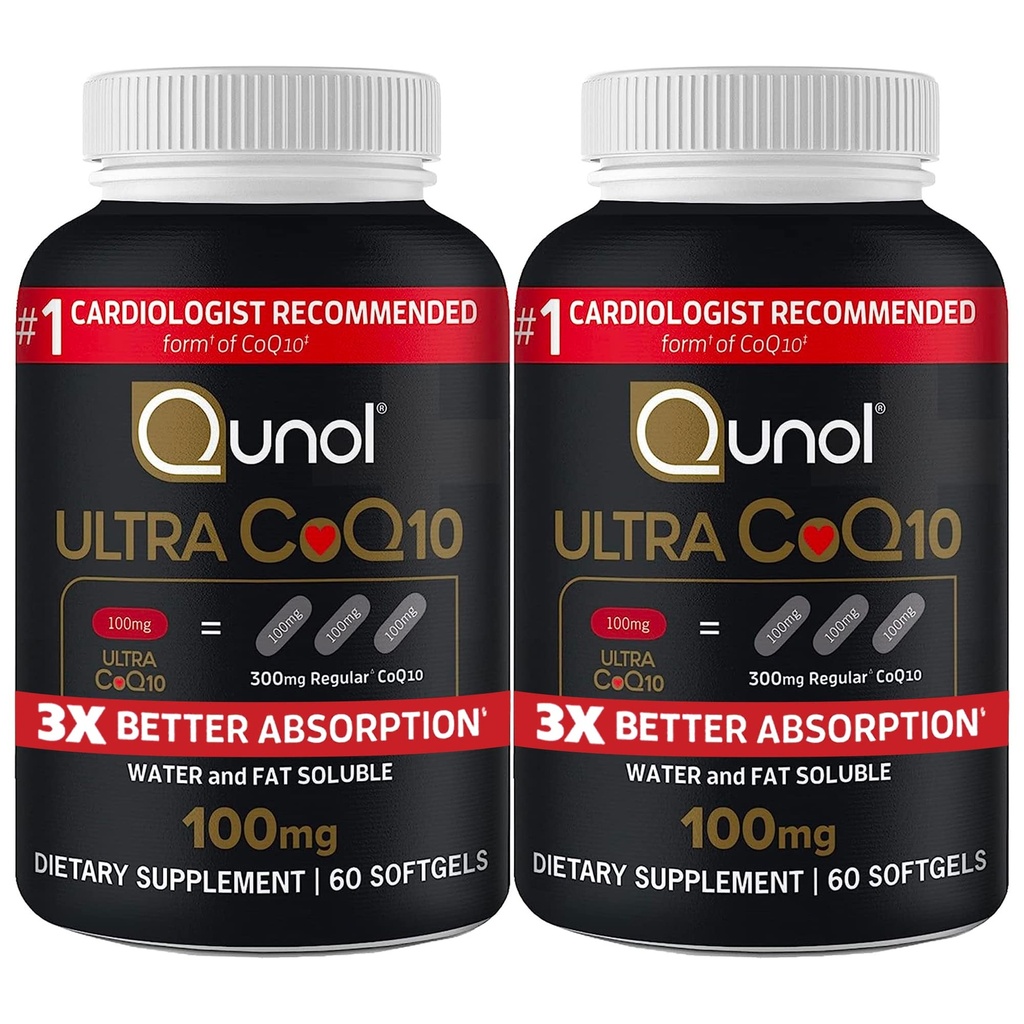 Qunol Ultra CoQ10 100mg 3X o mai bună absorbţie Apă patentat şi grăsime Soluble supliment natural forma Coenzime Q10 Antioxidant pentru Heart Health Packs Softgels, 120 Conte