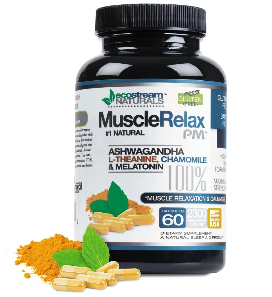 Suport natural noapte-timp musculare Relaxa PM - peste 2.300 Milligrams Putere - Ease Night Time Capsulele de odihnă cu magneziu, Ashwaganha, Valerian, Floare Pasiune