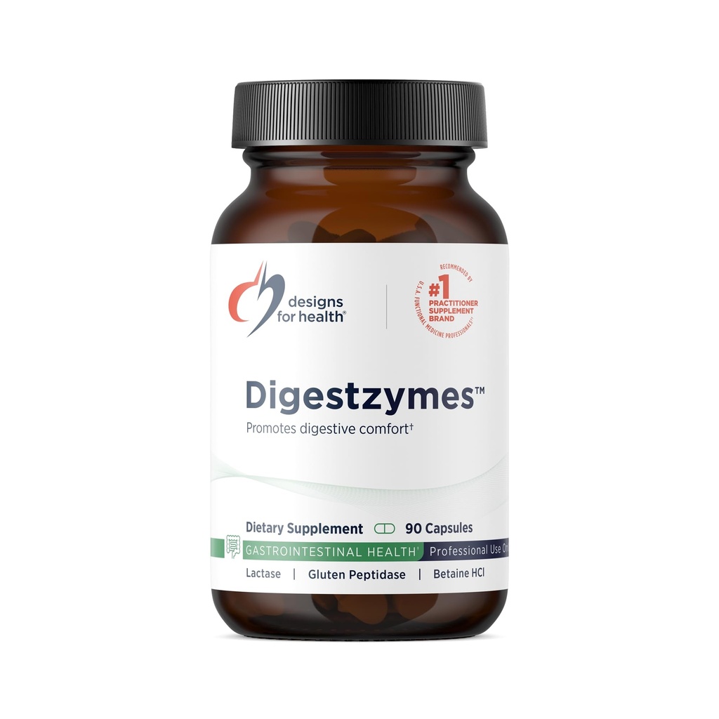 Design-uri pentru Digestzymes Health - Enzime digestive + Hidrocarbură betaină pentru gaz și ajutor de balonare - Pepsin, Ox Bile, Enzime Lactase și Lipase pentru digestia (90 capsule)