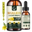 (2 ambalaj) Mullein picături pentru plămâni - Plămâni Curățare și suport respirator, puternic 4 în 1 Mullein Leaf Extract cu Elderberry, Root marshmallow și Orange Peel pentru suport bronchial, 1 Fl Oz