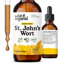 Wild & Organic St Johns Tincture Wood - Suport de stare de spirit - Relaxare St. John's Wort Supplement - lichid Hypericum Perforatum Herb picături - Vegan, zahăr și alcool-free - 2 fl oz