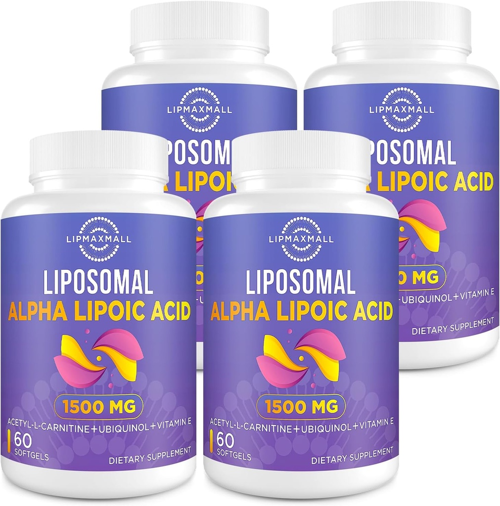 Acid lipozomal Alpha Lipoic 1500mg - cu acetil-L-Carnitină 900mg & Ubichinol 100mg & Vitamina E 15mg, Supliment ALA pentru antioxidanţi.